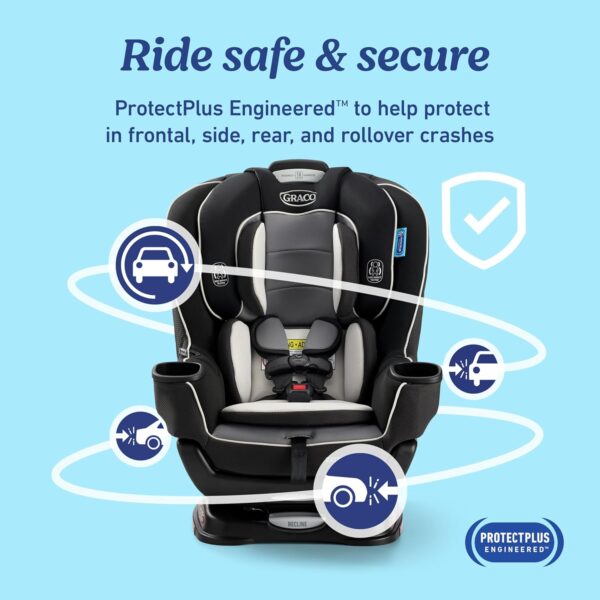 Graco Extend2Fit Convertible Baby Car Seat, Rear and Forward Facing, Adjustable Extension Panel for Extra Legroom, Gotham - Image 4
